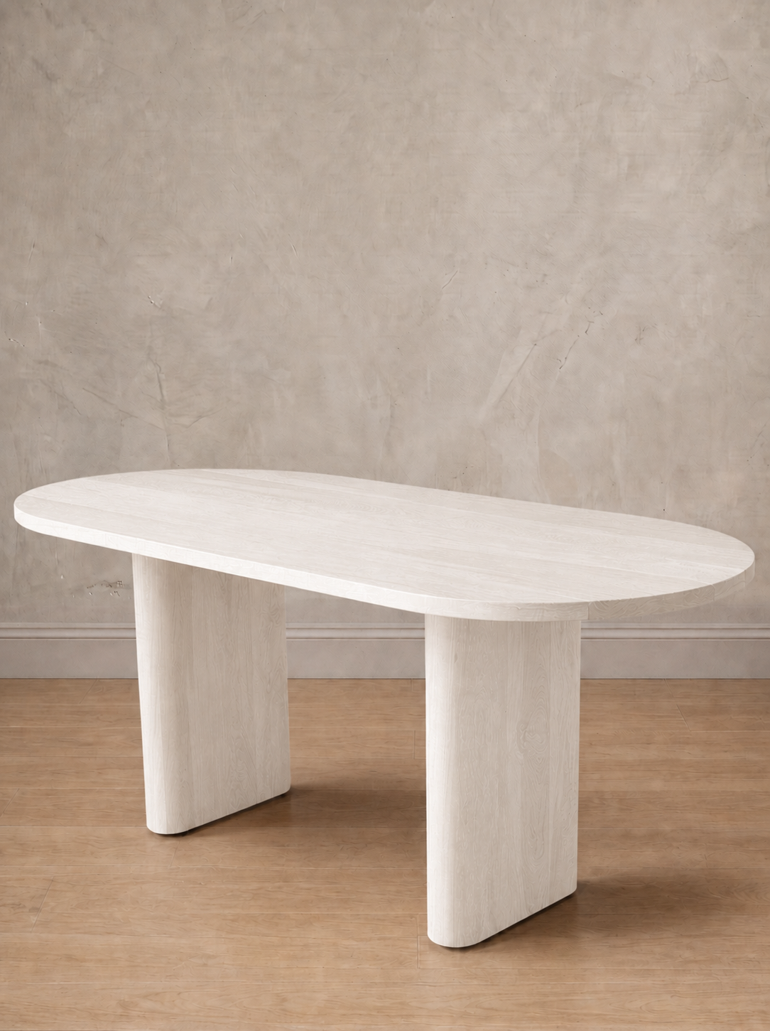 Mesa ovalada Remanso, tono blanco, comedor.