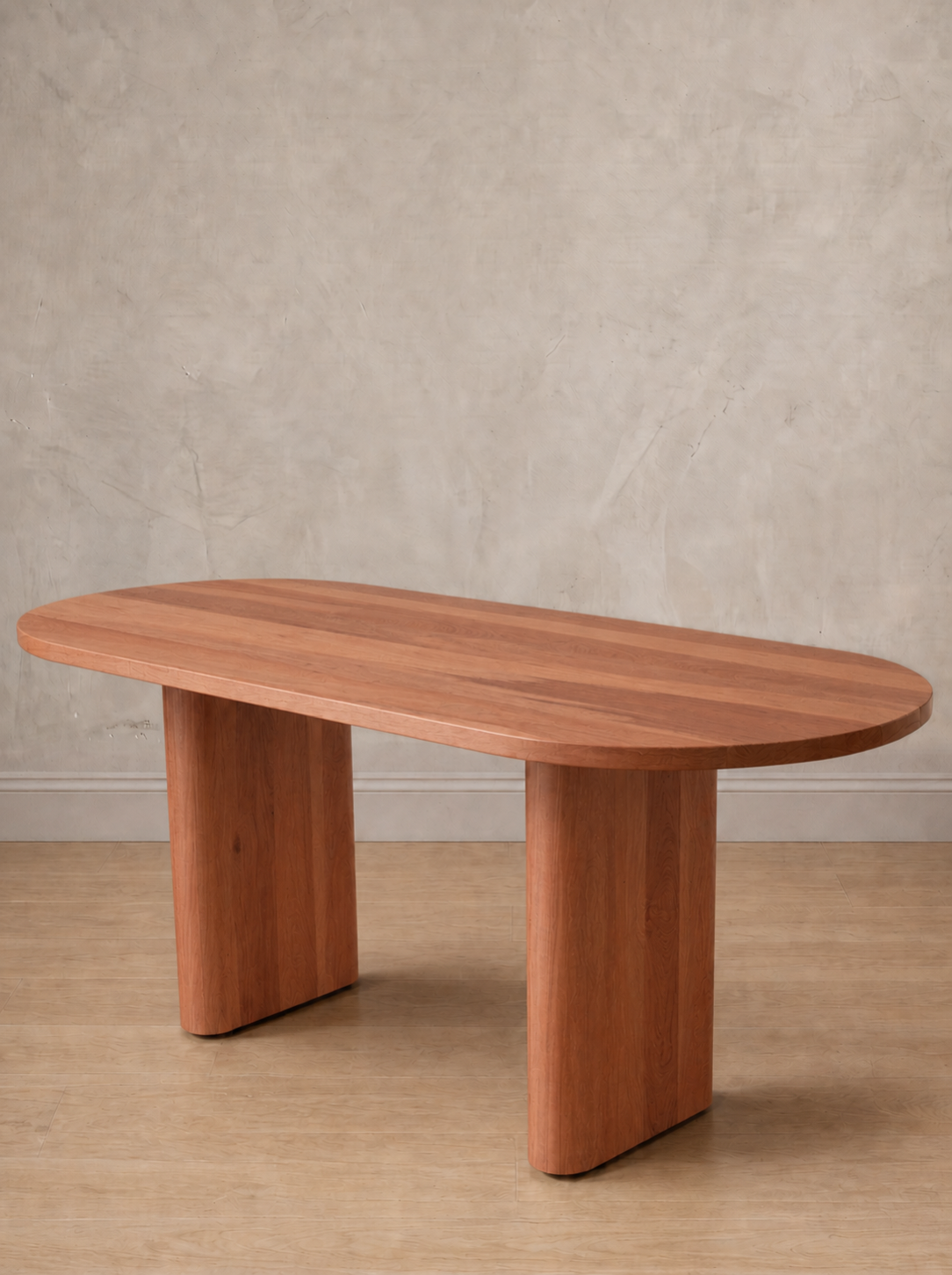 Mesa ovalada Remanso, madera roble hualle tono natural, comedor.