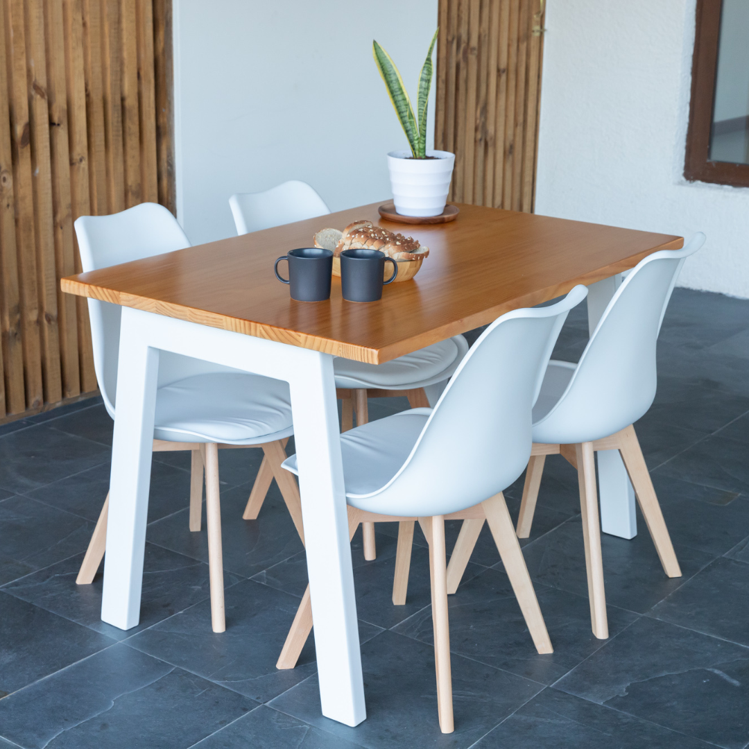 Juego de comedor de madera mesa y sillas comedor moderno con ventana